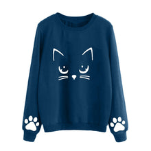 Load image into Gallery viewer, Stylish Cat Print Paw Hands Round Neck Pullover