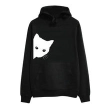 Load image into Gallery viewer, Regular Sweatshirt Hide Cat Long Sleeve Drawstring Hoodie