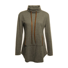 Load image into Gallery viewer, Ladies Solid Color Long Sleeve Two Pocket Drawstring sweatshirt