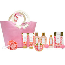 Load image into Gallery viewer, Amazon.com : Spa Luxetique Lavender Spa Gift Baskets for Women, Premium 10pc Gift Baskets, Best Holiday Gift Set for Women - Deluxe Spa Tote Bag with Wooden Handle, Bath Salt, Hand Soap/Cream, Shower Gel and Moe! : Beauty