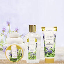 Load image into Gallery viewer, Amazon.com : Spa Luxetique Lavender Spa Gift Baskets for Women, Premium 10pc Gift Baskets, Best Holiday Gift Set for Women - Deluxe Spa Tote Bag with Wooden Handle, Bath Salt, Hand Soap/Cream, Shower Gel and Moe! : Beauty
