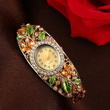 Load image into Gallery viewer, Women Fancy Bracelet Quartz Crystal Gold Plated Multi Color Wristwatch