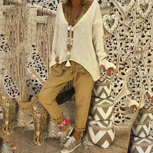 Load image into Gallery viewer, Women Solid V-neck Warm Sweater