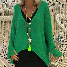 Load image into Gallery viewer, Women Solid V-neck Warm Sweater