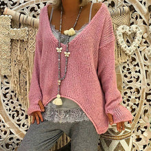 Load image into Gallery viewer, Women Solid V-neck Warm Sweater