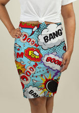 Load image into Gallery viewer, Pencil Skirt with Comic Speech Bubbles