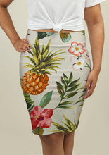 Load image into Gallery viewer, Pencil Skirt with Tropical flowers with pineapple