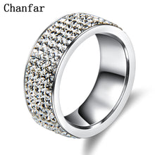 Load image into Gallery viewer, Chanfar 5 Rows Crystal Stainless Steel Ring Women for  Elegant Full Finger Love Wedding Engagement Rings Jewelry Men