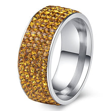 Load image into Gallery viewer, Chanfar 5 Rows Crystal Stainless Steel Ring Women for  Elegant Full Finger Love Wedding Engagement Rings Jewelry Men