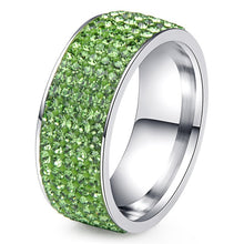 Load image into Gallery viewer, Chanfar 5 Rows Crystal Stainless Steel Ring Women for  Elegant Full Finger Love Wedding Engagement Rings Jewelry Men