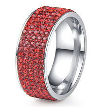 Load image into Gallery viewer, Chanfar 5 Rows Crystal Stainless Steel Ring Women for  Elegant Full Finger Love Wedding Engagement Rings Jewelry Men