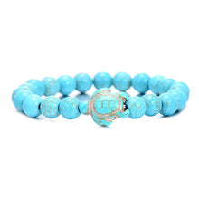 Load image into Gallery viewer, Summer Style Sea Turtle Beads Bracelets For Women Men Classic 8MM Blue Natural Stone Elastic Friendship Bracelet Beach Jewelry