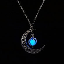 Load image into Gallery viewer, Glow In the Dark Pendant Necklaces For Women Silver Plated Chain Long Night Moon Necklaces Women Fashion Jewelry Necklaces