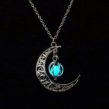 Load image into Gallery viewer, Glow In the Dark Pendant Necklaces For Women Silver Plated Chain Long Night Moon Necklaces Women Fashion Jewelry Necklaces