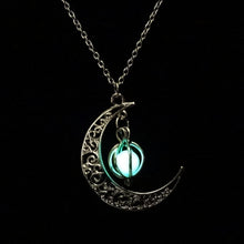 Load image into Gallery viewer, Glow In the Dark Pendant Necklaces For Women Silver Plated Chain Long Night Moon Necklaces Women Fashion Jewelry Necklaces