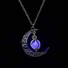 Load image into Gallery viewer, Glow In the Dark Pendant Necklaces For Women Silver Plated Chain Long Night Moon Necklaces Women Fashion Jewelry Necklaces