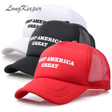 Load image into Gallery viewer, LongKeeper Men Trump Keep America Great Donald Printing Baseball Caps Women Adjustable Black White Red Snapback Hat Wholesale