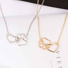 Load image into Gallery viewer, Hollow Pet Paw Footprint Necklaces Cute Animal Dog Cat Love Heart Pendant Necklace For Women Girls Jewelry Necklace