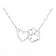 Load image into Gallery viewer, Hollow Pet Paw Footprint Necklaces Cute Animal Dog Cat Love Heart Pendant Necklace For Women Girls Jewelry Necklace