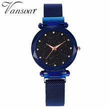 Load image into Gallery viewer, Best Selling Women Mesh Magnet Buckle Starry Sky Watch Casual Luxury Women Geometric Surface Quartz Watches Relogio Feminino