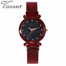 Load image into Gallery viewer, Best Selling Women Mesh Magnet Buckle Starry Sky Watch Casual Luxury Women Geometric Surface Quartz Watches Relogio Feminino