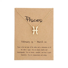 Load image into Gallery viewer, 12 Constellation Pendant Necklace Zodiac Sign Necklace Birthday Gifts Message Card for Women Girl