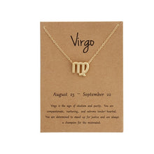 Load image into Gallery viewer, 12 Constellation Pendant Necklace Zodiac Sign Necklace Birthday Gifts Message Card for Women Girl