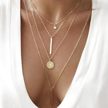 Load image into Gallery viewer, Bls-miracle Bohemian Multi layer Pendant Necklaces For Women Fashion Golden Geometric Charm Chains Necklace Jewelry Wholesale