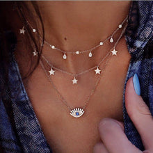 Load image into Gallery viewer, Bls-miracle Bohemian Multi layer Pendant Necklaces For Women Fashion Golden Geometric Charm Chains Necklace Jewelry Wholesale