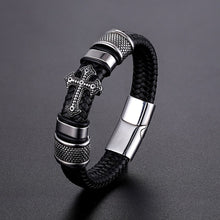 Load image into Gallery viewer, LKO Classical Multi-layer Handmade Leather Chain Weaved Man Bracelets Fashion New Magnet Clasp 316L Stainless Steel Wristband