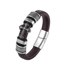 Load image into Gallery viewer, LKO Classical Multi-layer Handmade Leather Chain Weaved Man Bracelets Fashion New Magnet Clasp 316L Stainless Steel Wristband