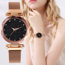Load image into Gallery viewer, Best Selling Women Mesh Magnet Buckle Starry Sky Watch Casual Luxury Women Geometric Surface Quartz Watches Relogio Feminino