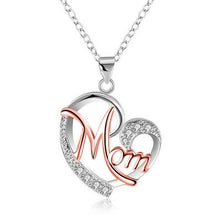 Load image into Gallery viewer, HUITAN Fashion Letter MOM Heart Shape Inlaid Crystal Pendant Necklace Mother's Day Gift High Quality Jewelry Wholesale Lots Bulk