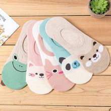 Load image into Gallery viewer, 5 Pairs/lot Women Socks Candy Color Small Animal Cartoon Pattern Boat Sock for Summer Breathable Casual Girls Funny Fashion