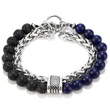 Load image into Gallery viewer, LKO New arrive Stainless steel Men tiger eyes Bead Bracelet Beaded Black Mantra Prayer Beads Buddha Bracelet for Women and Men