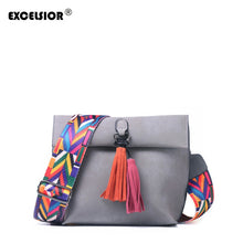 Load image into Gallery viewer, EXCELSIOR Hot Selling Women's Bags Quality Scrub PU Crossbody Bag Stylish Women's Bag Tassel Shoulder Bags with Colorful Strap