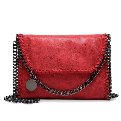 Shaded Leather Pattern Thread Stitching turnlock Crossbody Bag with Chain