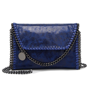 Shaded Leather Pattern Thread Stitching turnlock Crossbody Bag with Chain