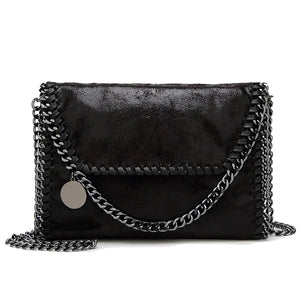 Shaded Leather Pattern Thread Stitching turnlock Crossbody Bag with Chain