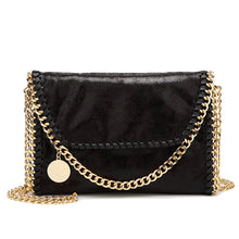 Load image into Gallery viewer, Shaded Leather Pattern Thread Stitching turnlock Crossbody Bag with Chain