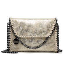 Load image into Gallery viewer, Shaded Leather Pattern Thread Stitching turnlock Crossbody Bag with Chain