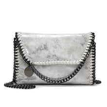 Load image into Gallery viewer, Shaded Leather Pattern Thread Stitching turnlock Crossbody Bag with Chain