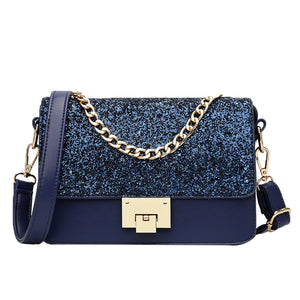 Elegant Small Interlocking Open Shoulder Bag With sequins