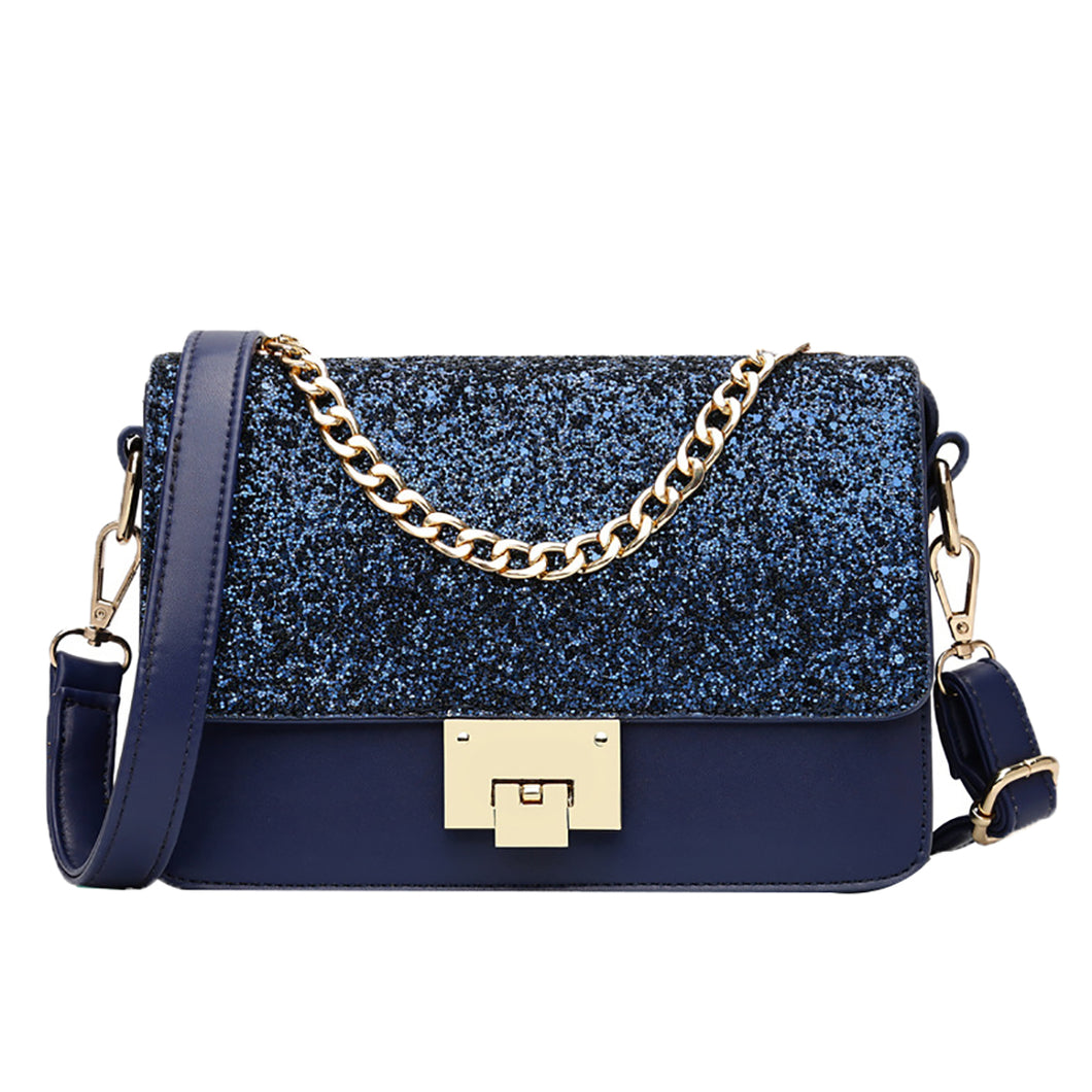 Elegant Small Interlocking Open Shoulder Bag With sequins