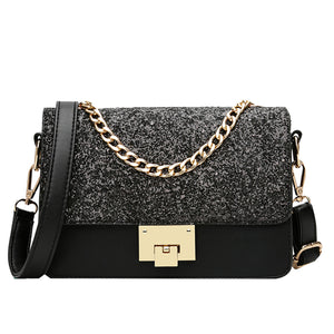 Elegant Small Interlocking Open Shoulder Bag With sequins