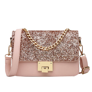 Elegant Small Interlocking Open Shoulder Bag With sequins