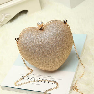 Elegant heart shaped Shining rhinestone nightclub Crossbody Bag for Women