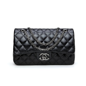 Leather Sewing Thread Style Chain Handle Soft Crossbody Bag