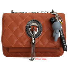 Load image into Gallery viewer, Women Fashion sewing thread Cross Lined Metal Long Chain Leather Bag