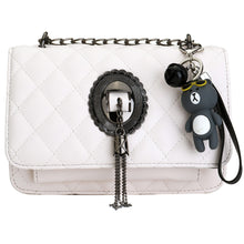 Load image into Gallery viewer, Women Fashion sewing thread Cross Lined Metal Long Chain Leather Bag